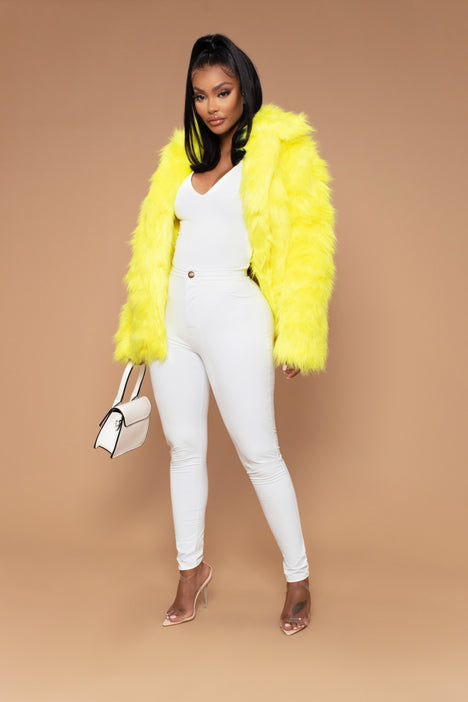 Yellow faux sale fur jacket