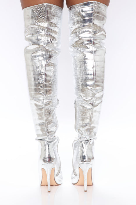 Metallic over the hotsell knee boots