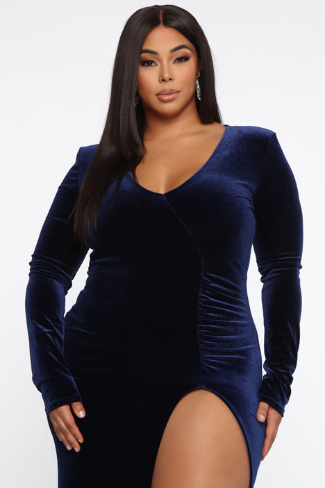 Love Sex Magic Velvet Dress Navy