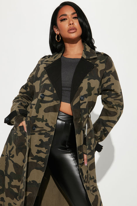 Camouflage long hotsell coat