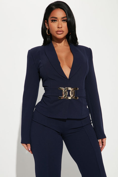 Justine Wide Leg Pant Set Navy Fashion Nova Matching Sets