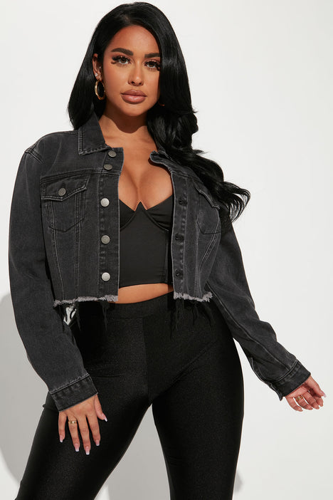 Black denim hot sale jacket size 22