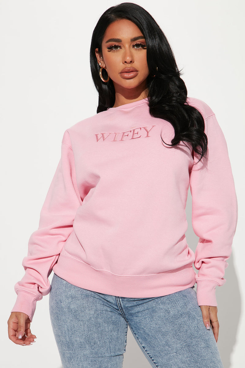 Wifey Embroidered Sweatshirt - Pink | Fashion Nova, Screens Tops and ...