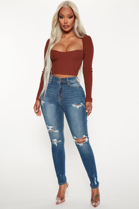 Spotted Out Denim Top - Medium Wash | Fashion Nova, Shirts & Blouses | Fashion  Nova