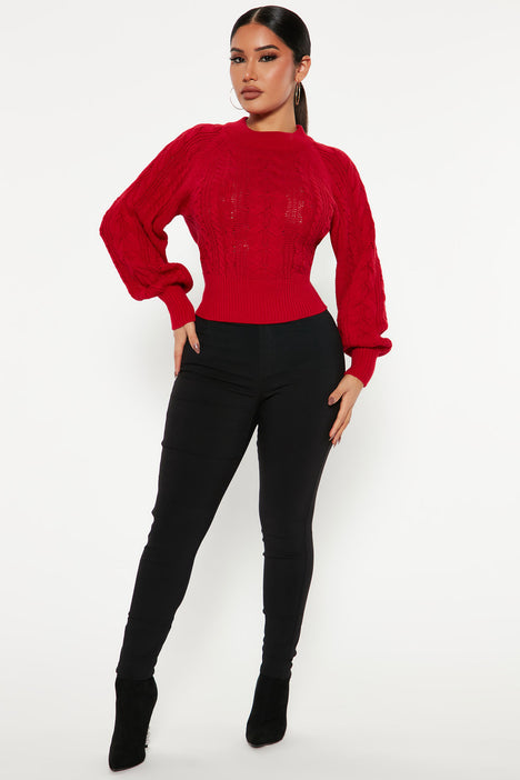 Red sales sweater crop