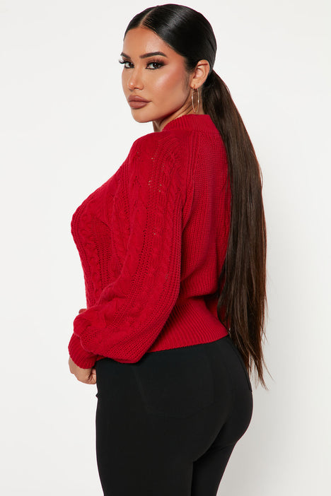 Red cropped sweater best sale