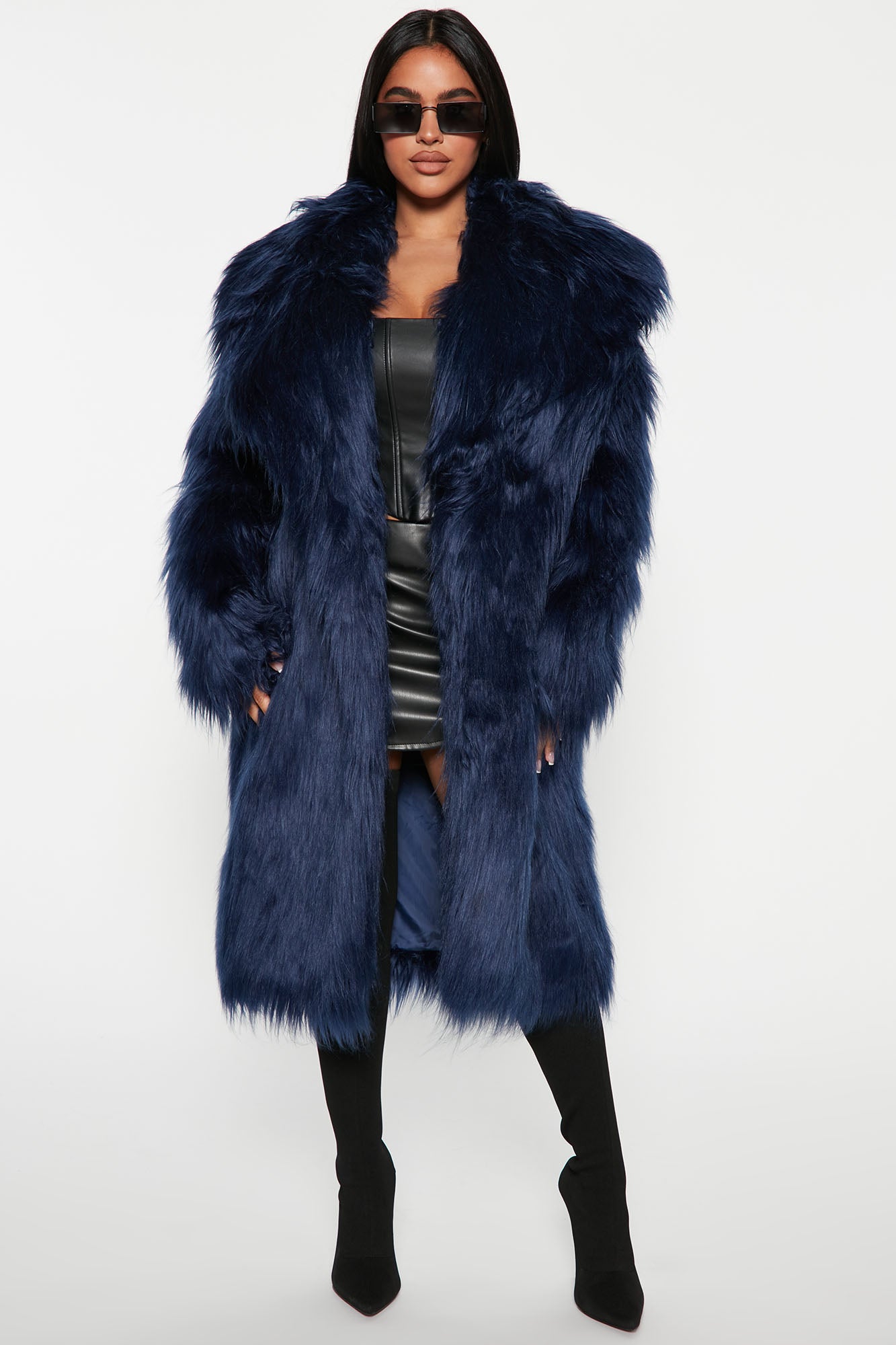 Fashion nova top blue fur coat