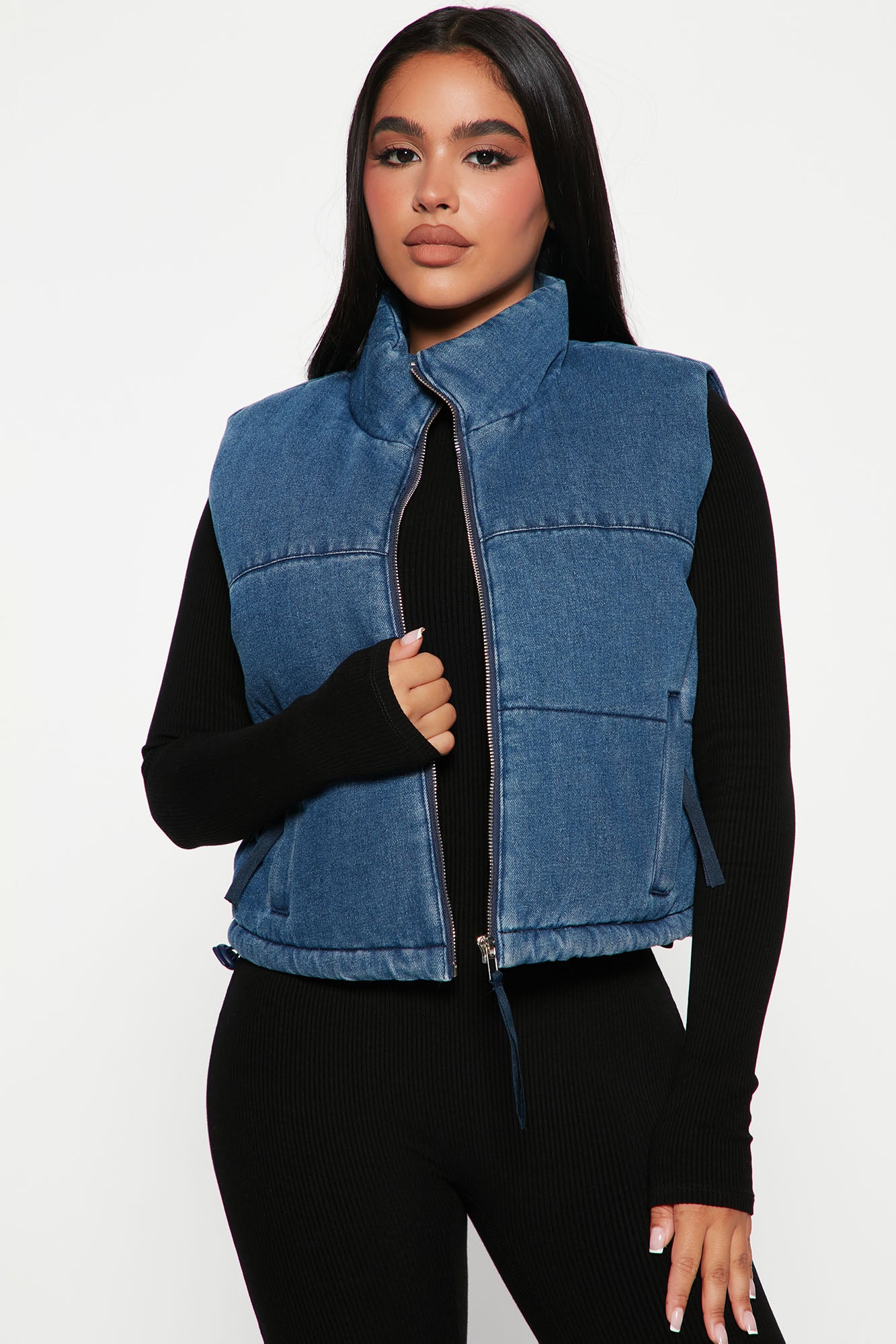 Denim deals puffer vest