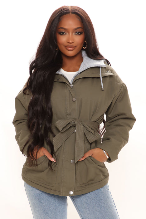 Olive green anorak jacket women's new arrivals