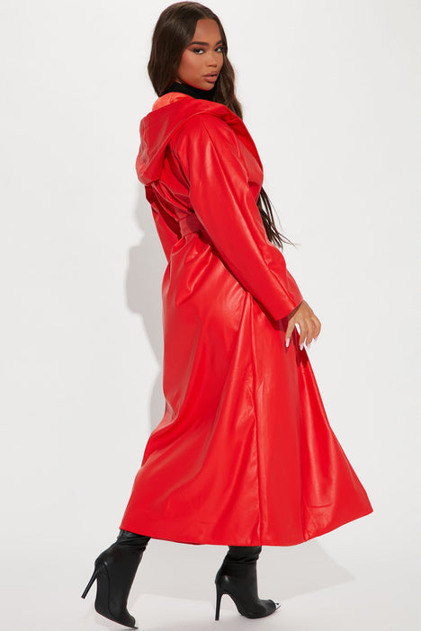 red trench coat