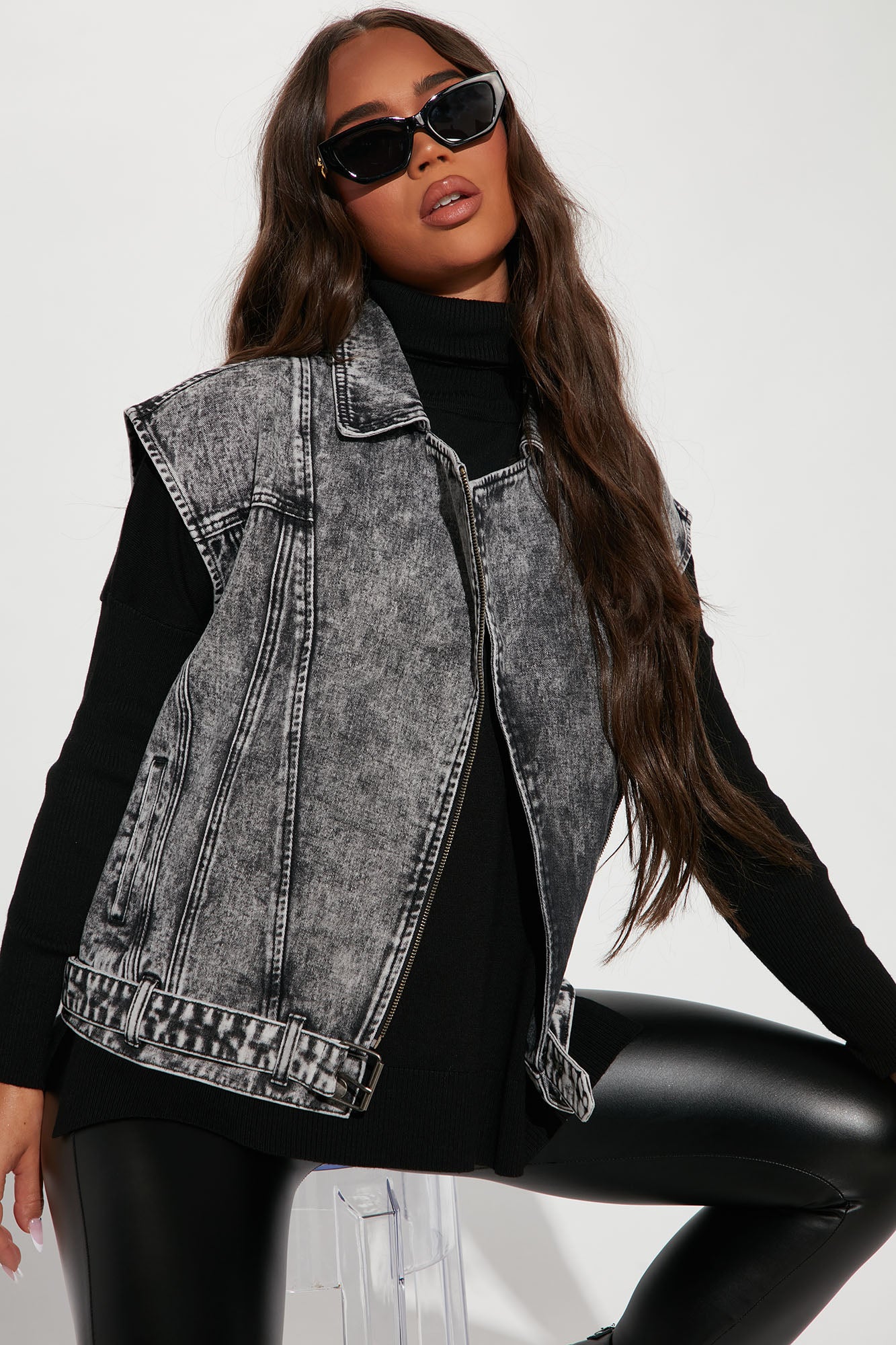 Acid wash jean deals vest