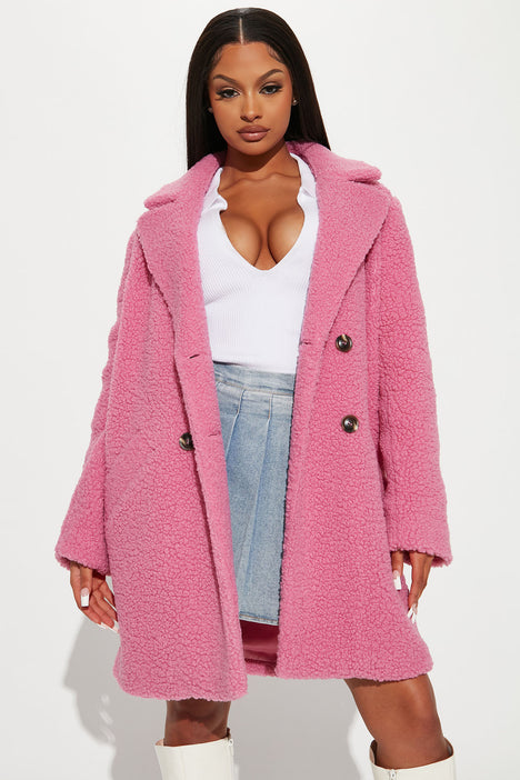Going For It Sherpa Jacket Hot Pink