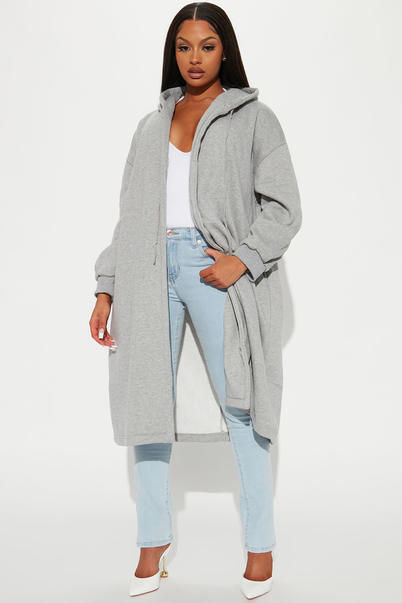 Sky Walker Long Jacket Heather Grey Fashion Nova Jackets