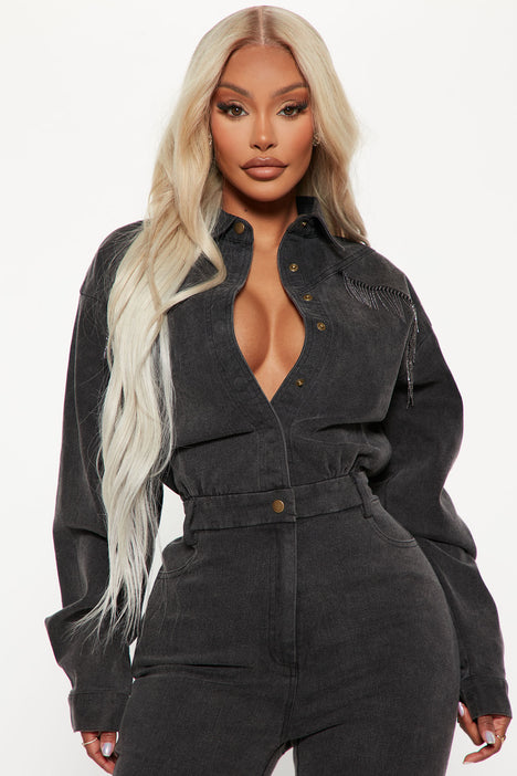 Fashion nova denim overalls store