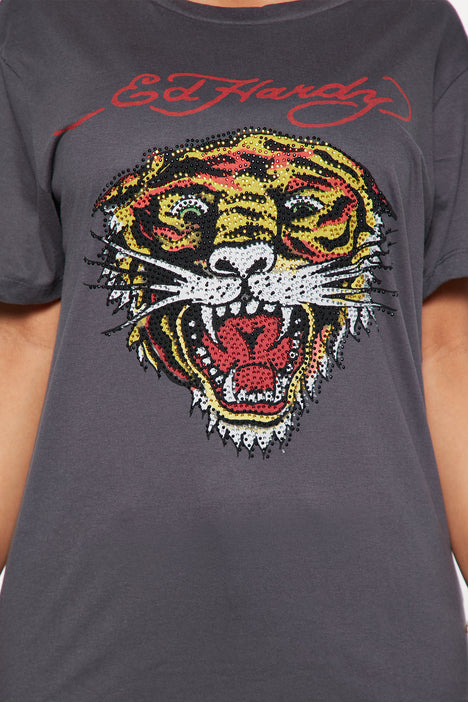 Ed Hardy Tiger Head - Charcoal | Fashion Screens Tops and Bottoms | Fashion