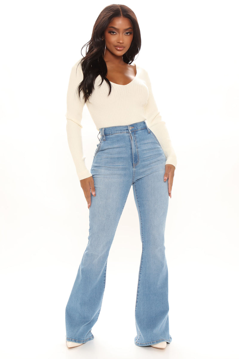 Oh She's Fancy Classic Stretch Flare Jeans - Light Blue Wash | Fashion ...