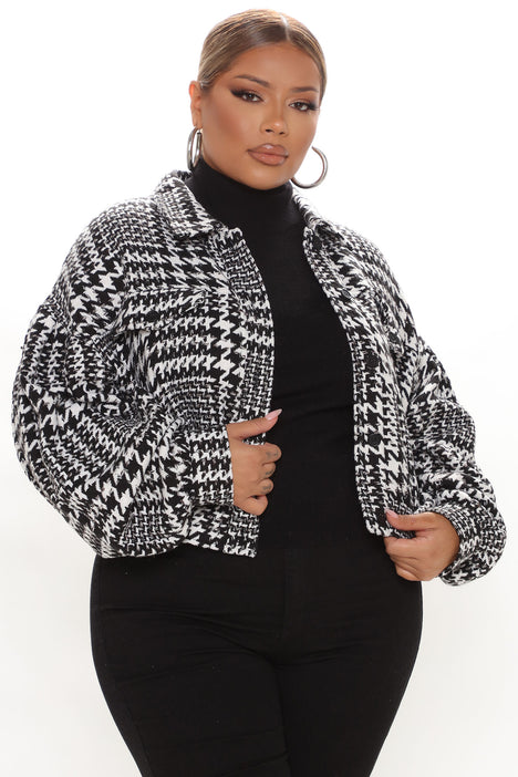 Women's plus 2025 size houndstooth jacket