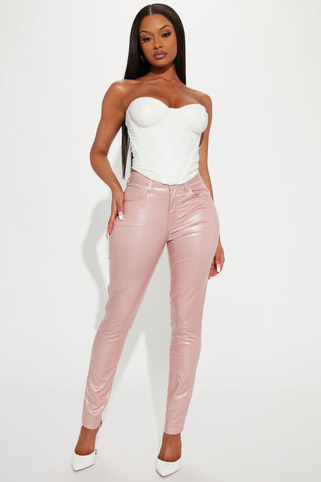 Rose gold leather pants best sale
