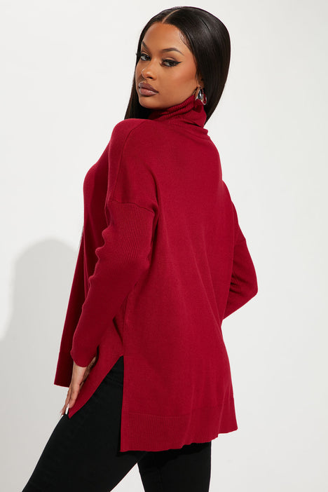 Wine turtleneck sweater store