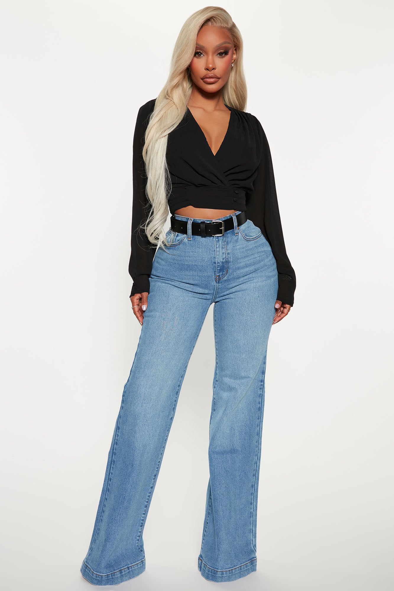 Bridge The Distance Wide Leg Jeans Blue Wash