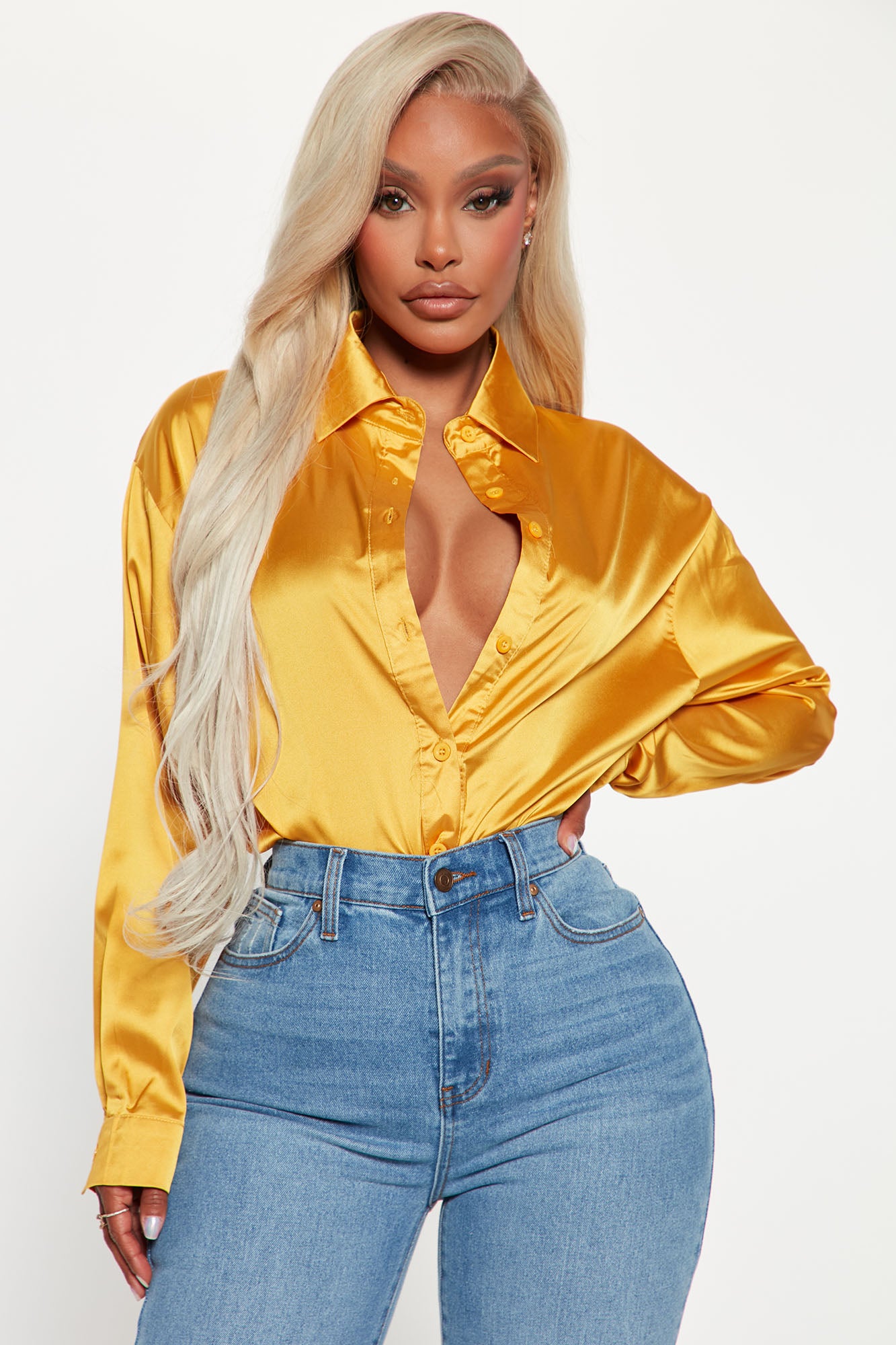 Satin mustard top top