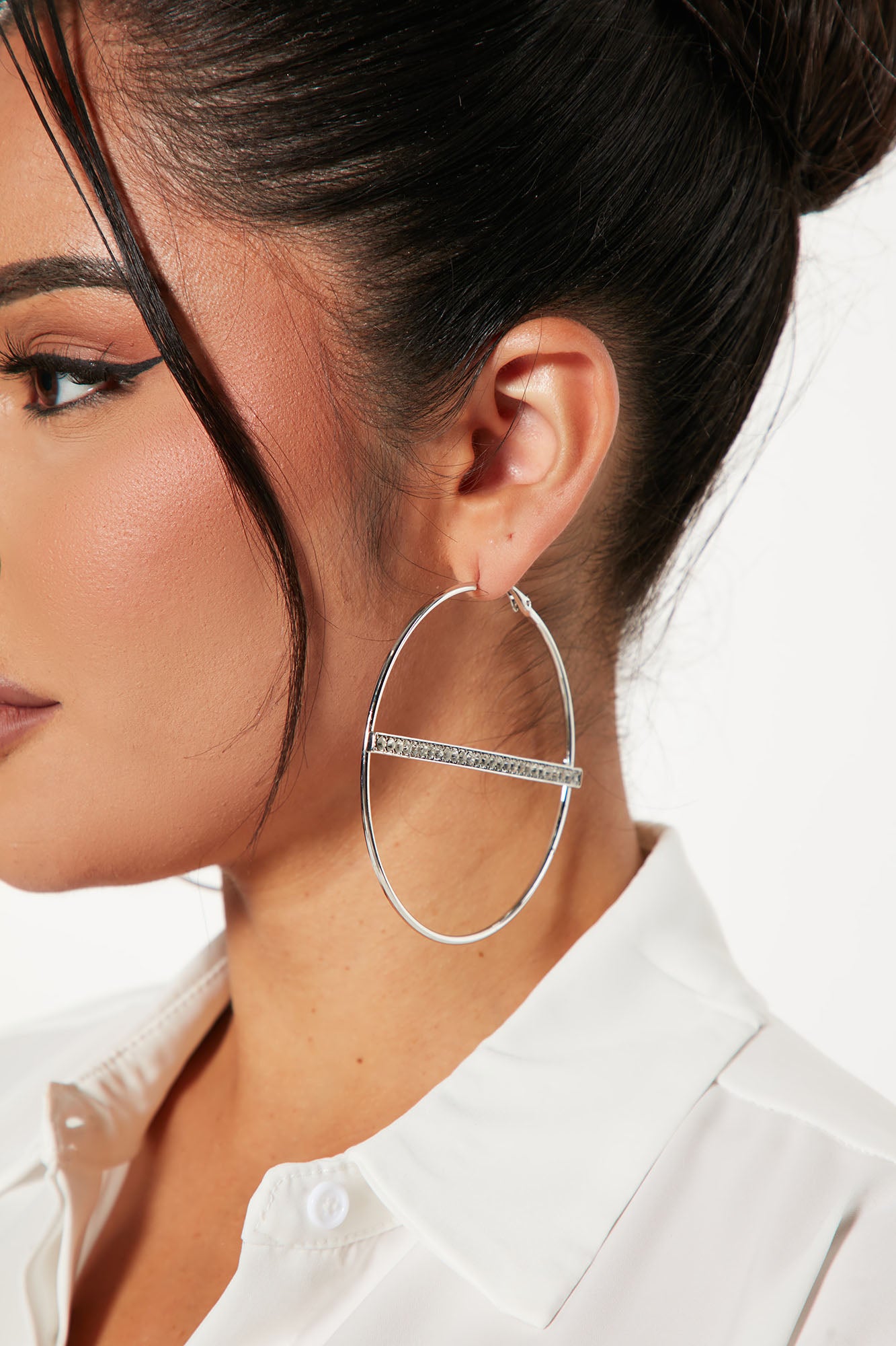 Raising The Bar Hoop Earrings Silver Fashion Nova Jewelry