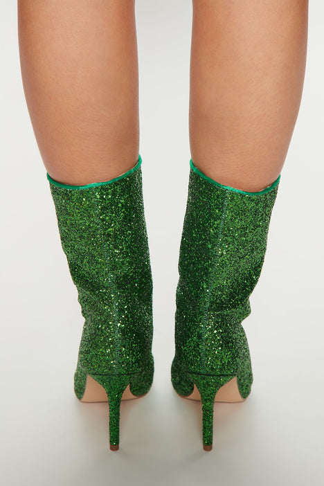 green sequin boots