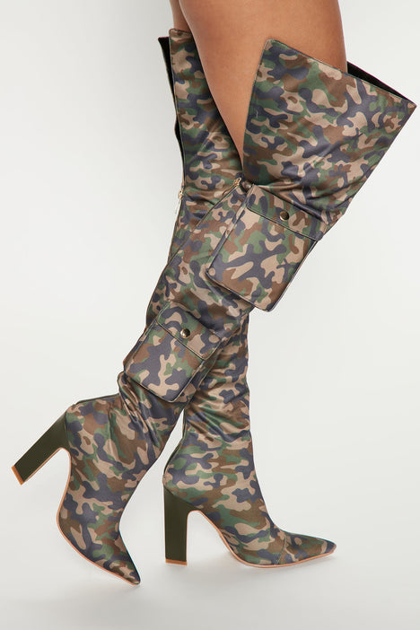 Camouflage thigh high boots store
