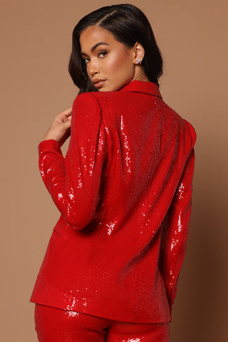 Sparkly red blazer clearance