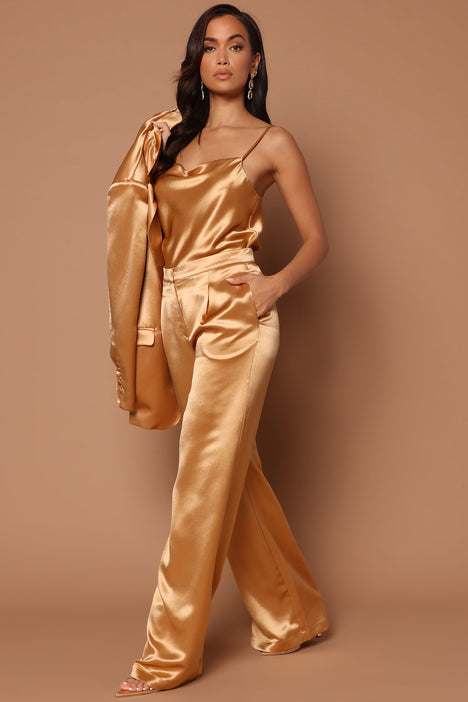 Sadie Satin Tank Top Gold