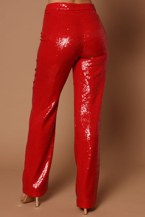 Kamila Sequin Wide Leg Pant Red