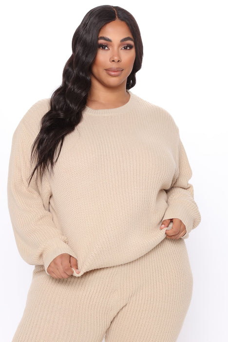 In A Knit Sweater Set - Taupe