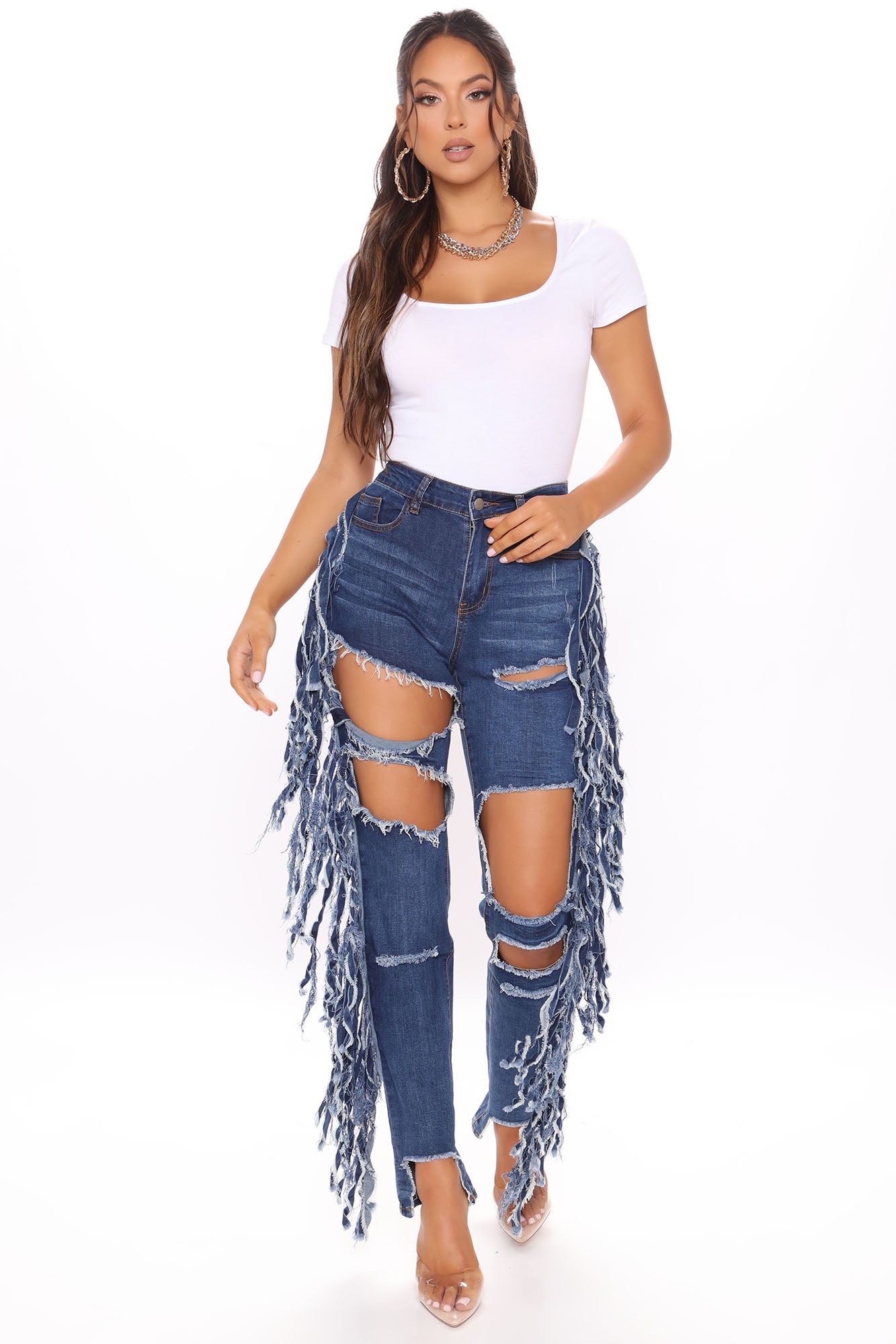 Fashion nova fringe best sale jeans