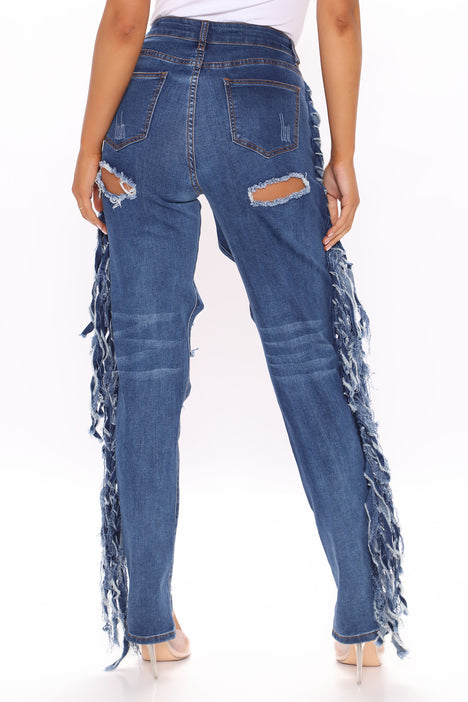 Side fringe jeans fashion nova best sale