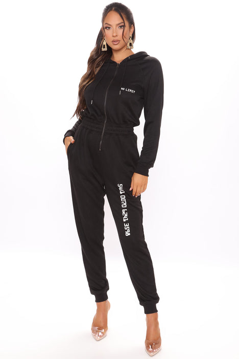 No Limit Sweat Jumpsuit Black