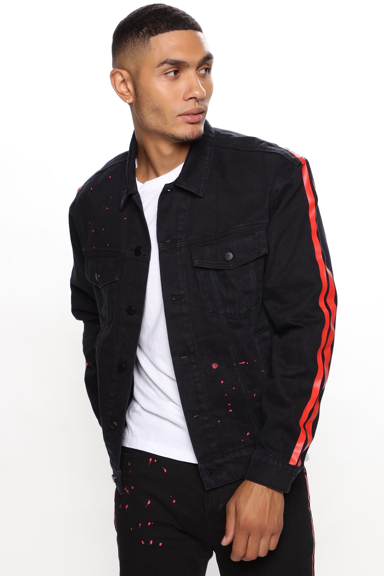 Vance Denim Jacket Black Red