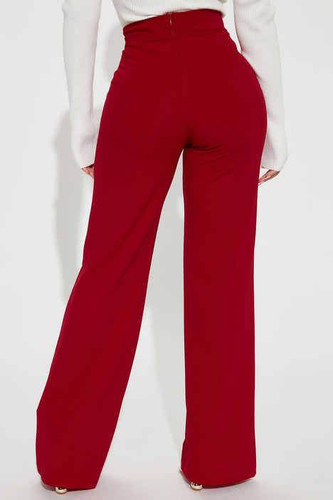Petite Victoria High Waisted Dress Pants - Red