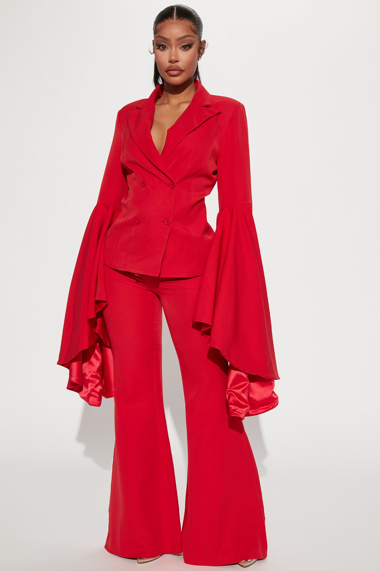 Red pantsuit with hot sale cape
