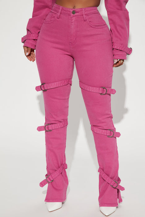 | Magenta Nova, Straight | Nova Jeans Jeans Lovefool Split - Strappy Fashion Hem Leg Fashion