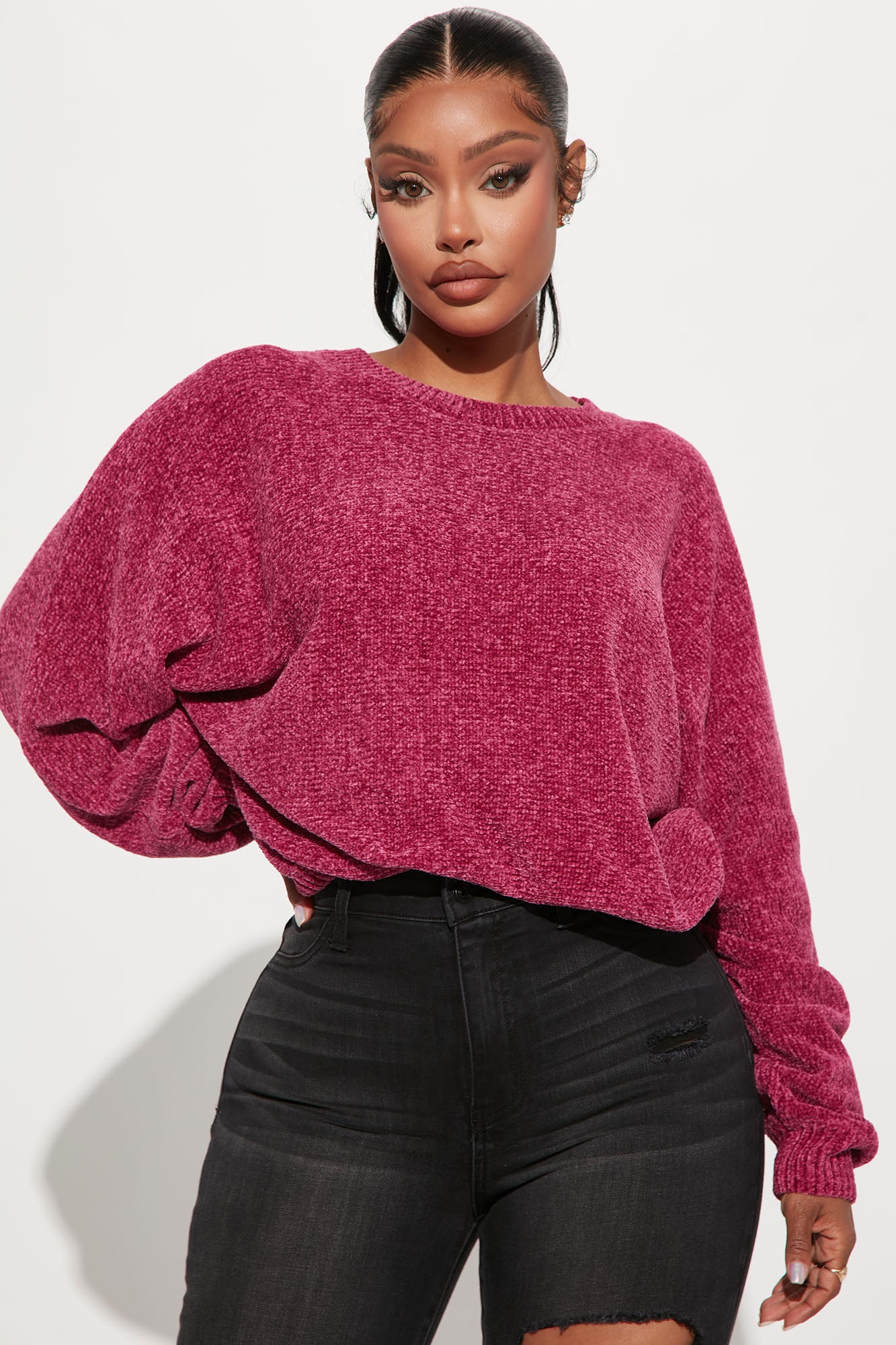 Time Flies Chenille Sweater Raspberry Fashion Nova Sweaters
