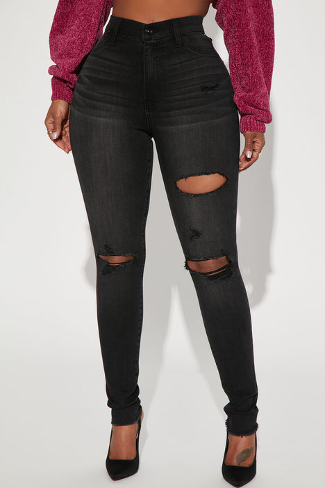 Stacey Super Stretch Ripped Skinny Jeans Black