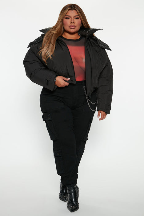Plus size black on sale jacket with hood