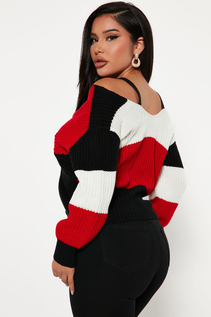 Fall Fave Striped Twist Sweater - Red/combo | Fashion Nova, Sweaters ...