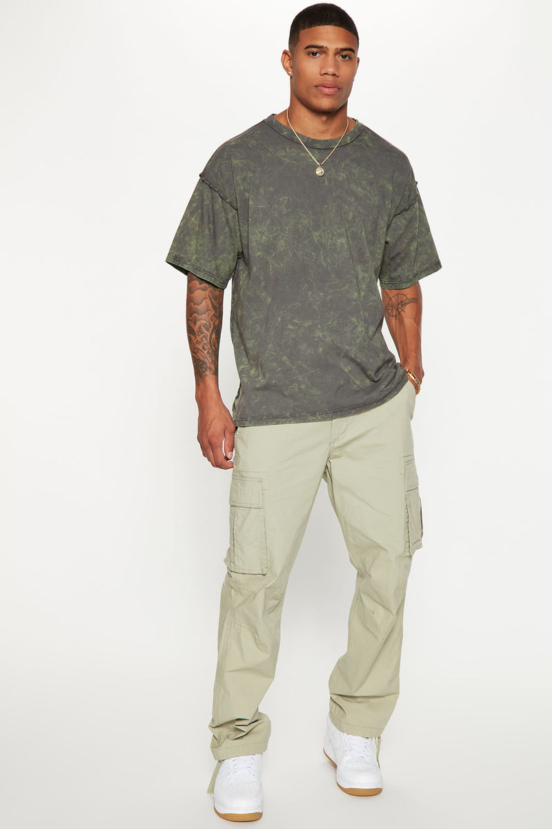 Oversized Marble Wash Inside Out Short Sleeve Tee - Green | Fashion ...