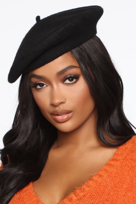 Womens black shop beret hat