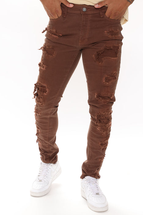 High Key Stacked Skinny Jeans Brown