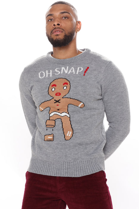 Gingerbread Man Holiday Sweater Grey Fashion Nova Mens