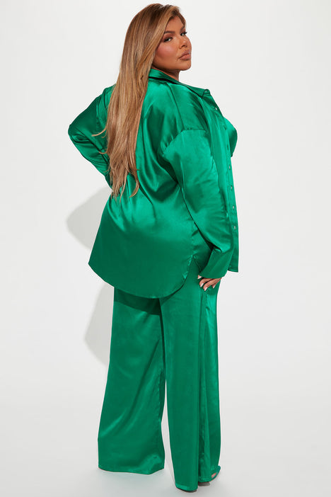 Green Satin Night Suit Wear Set for Ladies – Stilento