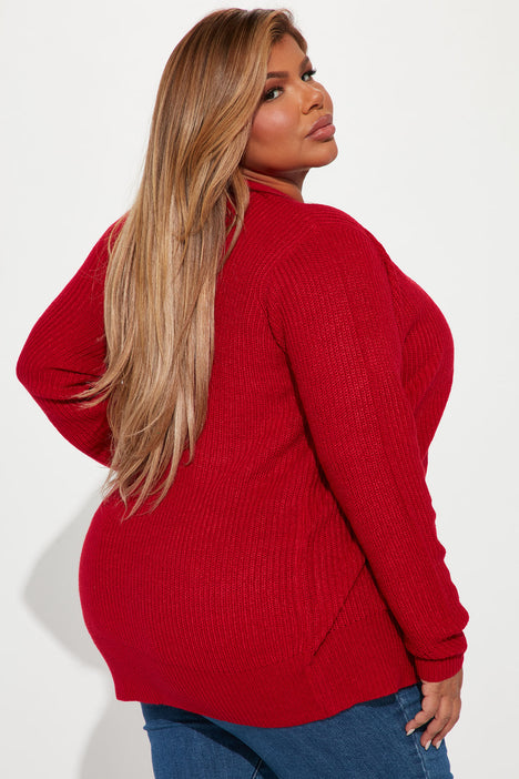 Zoe Two Pocket Cardigan Deep Red Fashion Nova Sweaters