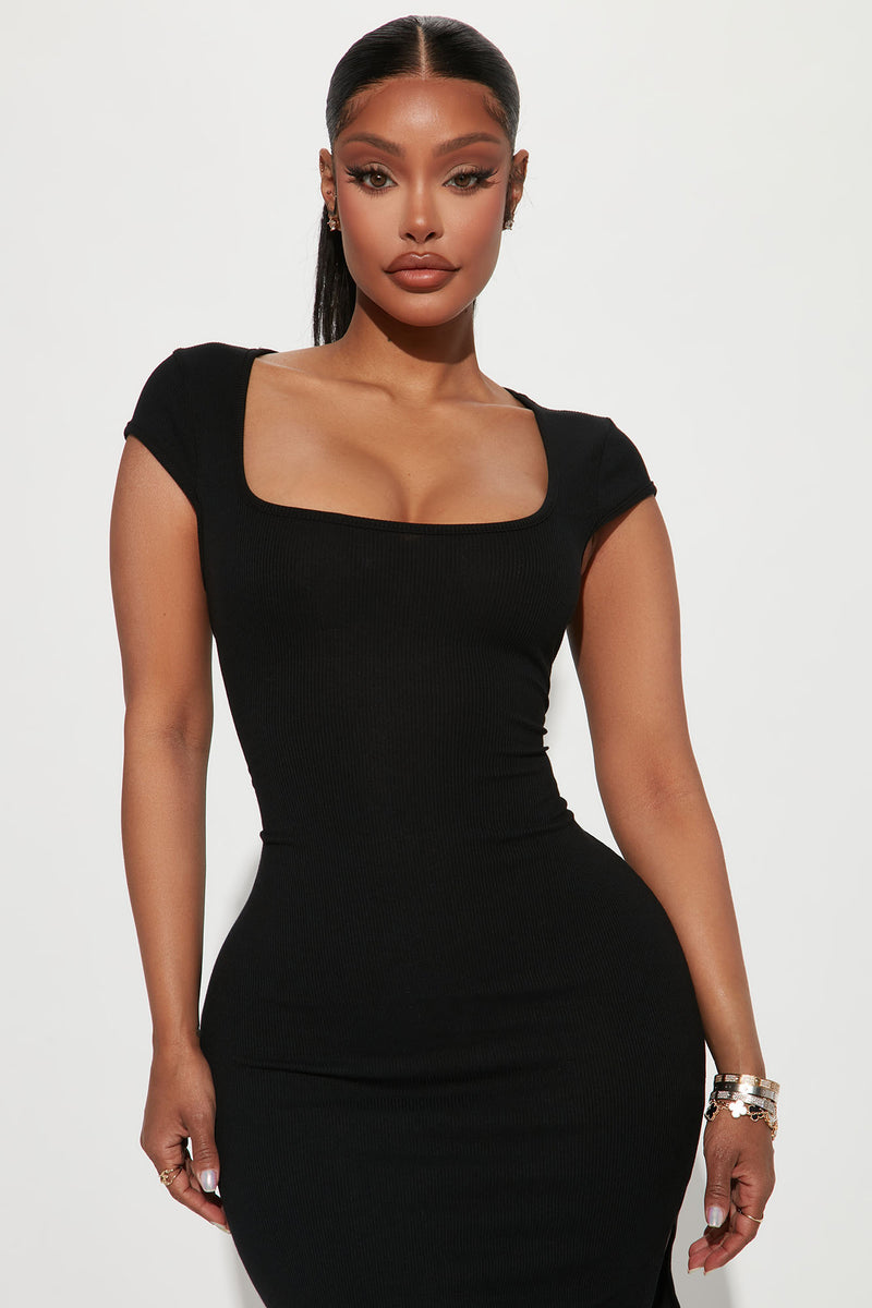 Brealle Rib Midi Dress - Black | Fashion Nova, Dresses | Fashion Nova